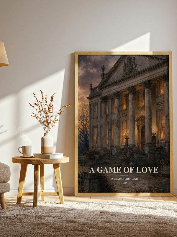A Game Of Love watercolour print in frame leaning in hallway – romance wall art