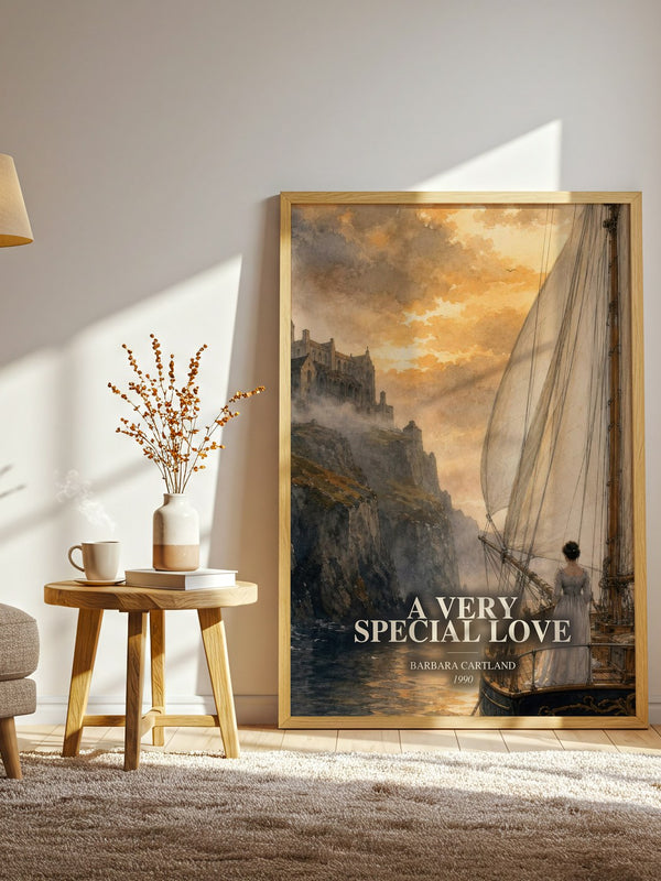 A Very Special Love watercolour print in frame leaning in hallway – romance wall art