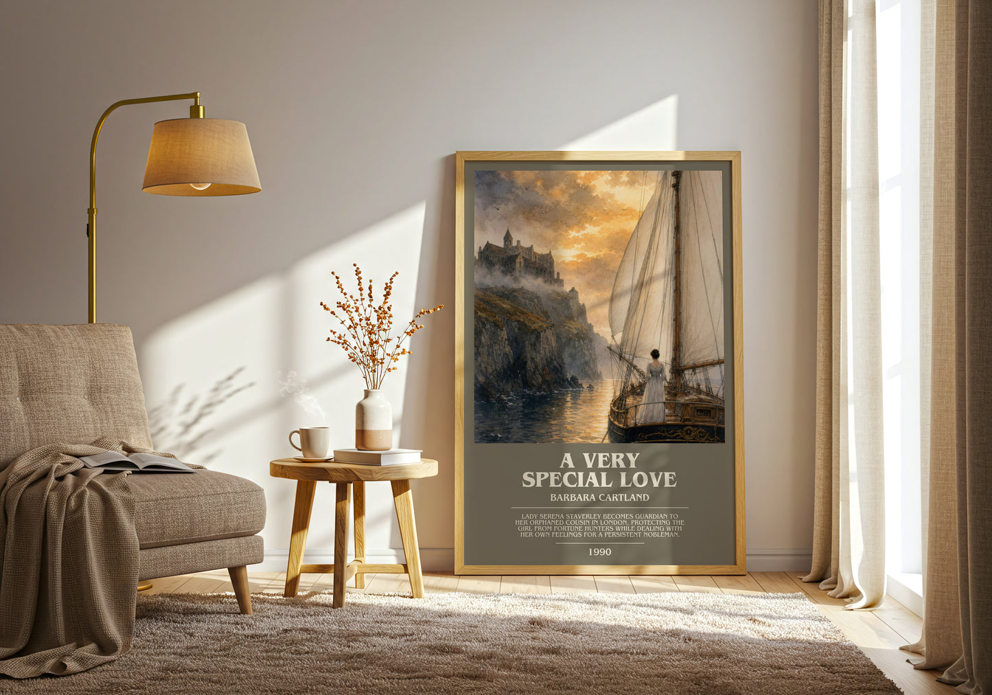A Very Special Love bookish print on bookshelf – Barbara Cartland fan gift