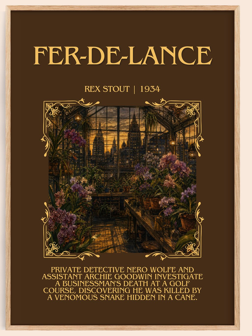 Fer-de-Lance Minimalist Book Poster by Rex Stout – book poster