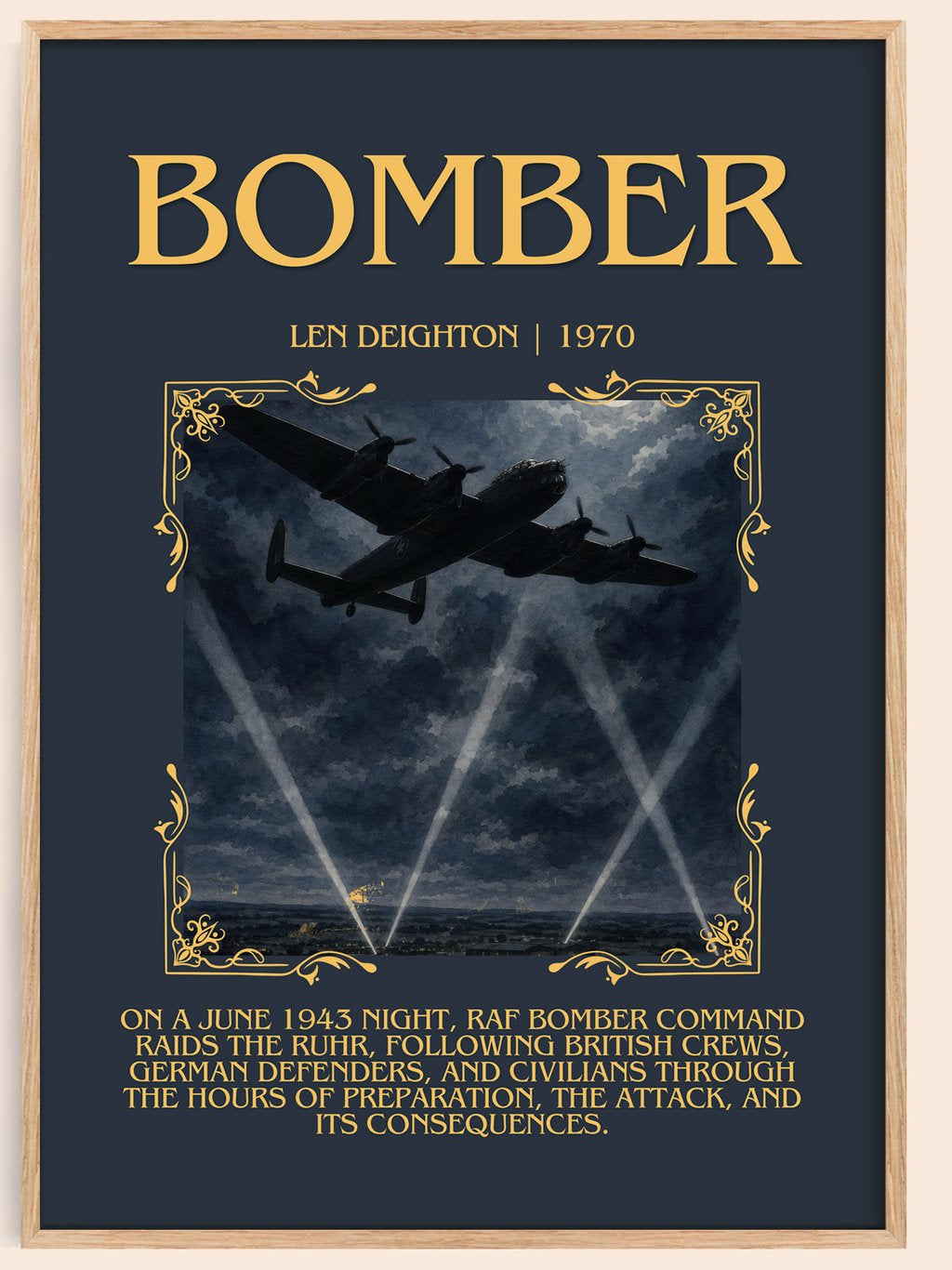 Bomber Minimalist Book Poster by Len Deighton – book poster