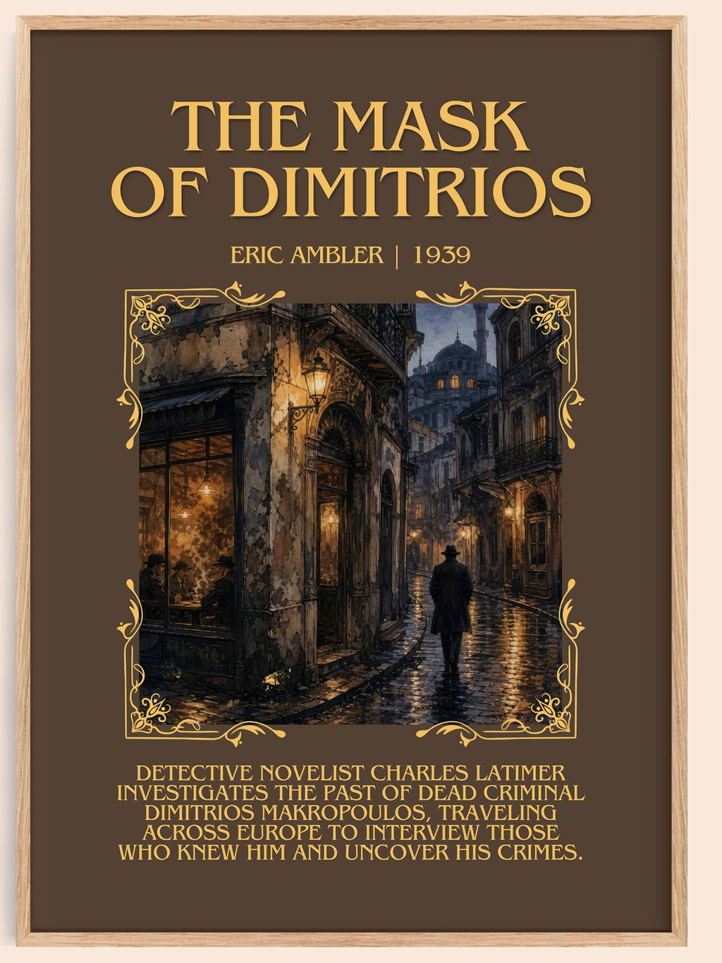 The Mask of Dimitrios Minimalist Book Poster by Eric Ambler – book poster