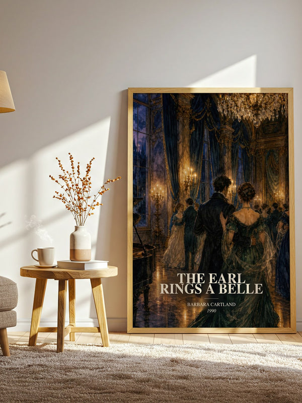 The Earl Rings A Belle watercolour print in frame leaning in hallway – romance wall art