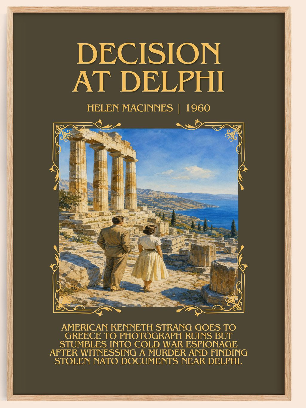 Decision at Delphi Minimalist Book Poster by Helen MacInnes – book poster