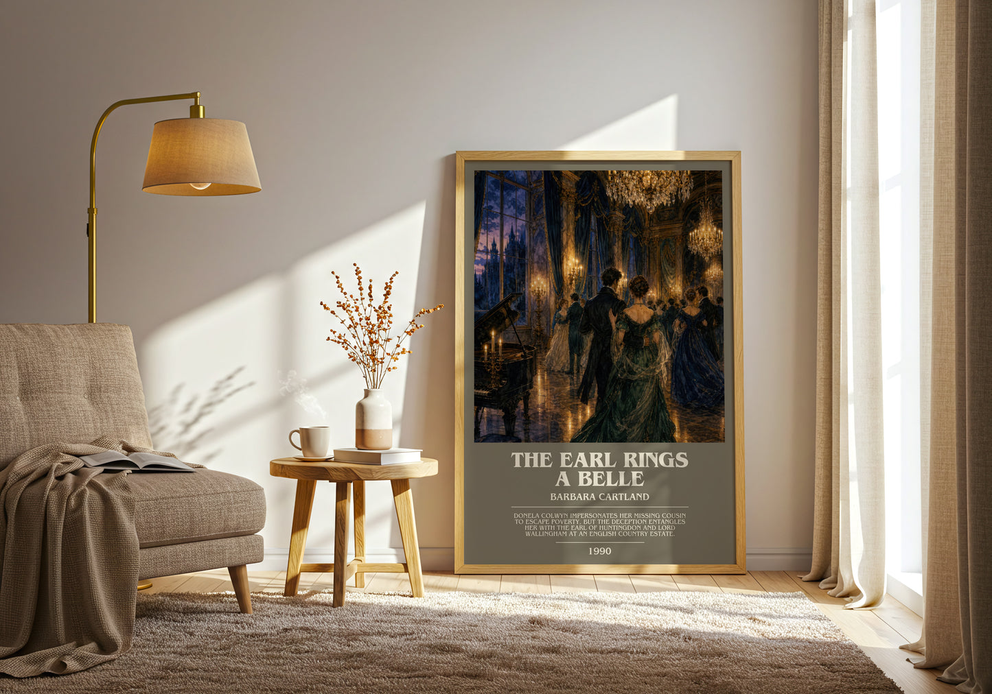 The Earl Rings A Belle bookish print on bookshelf – Barbara Cartland fan gift