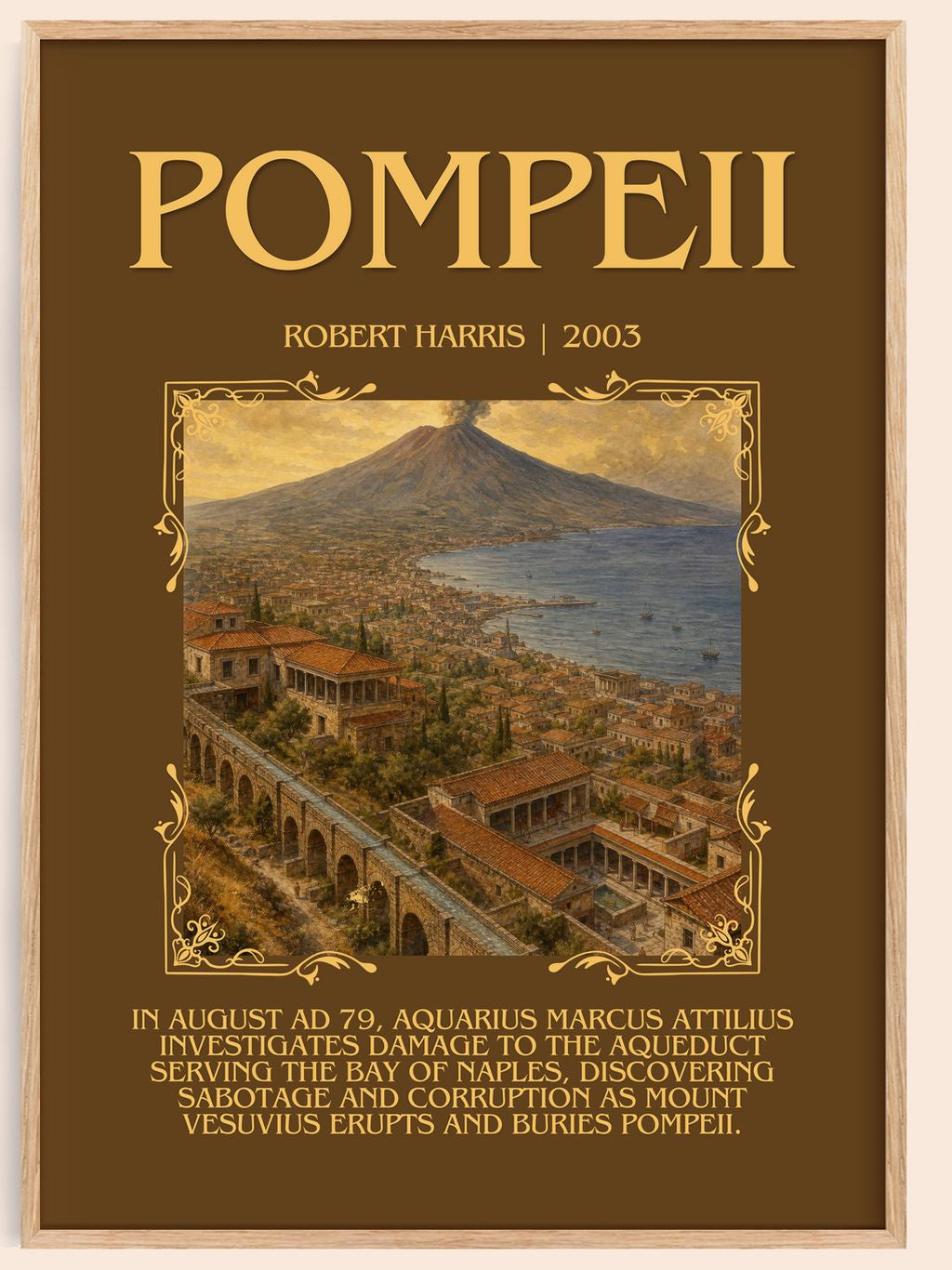 Pompeii Minimalist Book Poster by Robert Harris – book poster