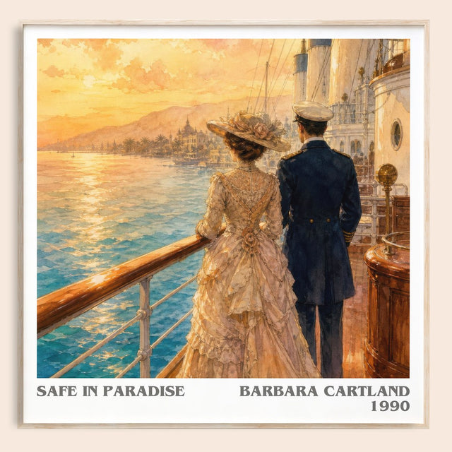 Safe In Paradise Literary Art Print by Barbara Cartland
