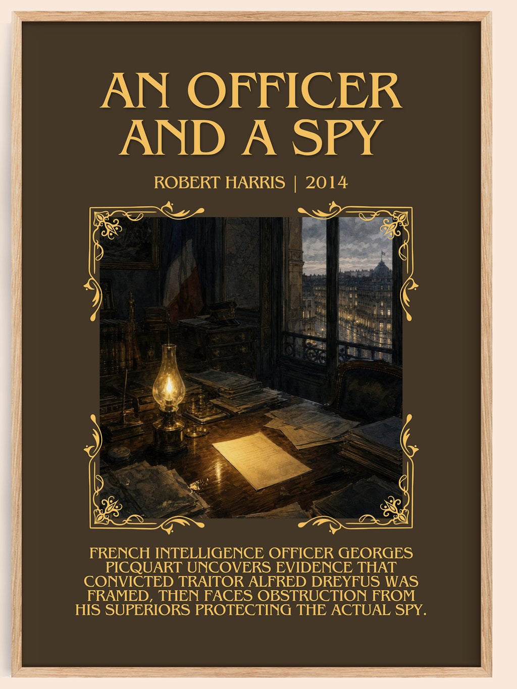 An Officer and a Spy Minimalist Book Poster by Robert Harris – book poster