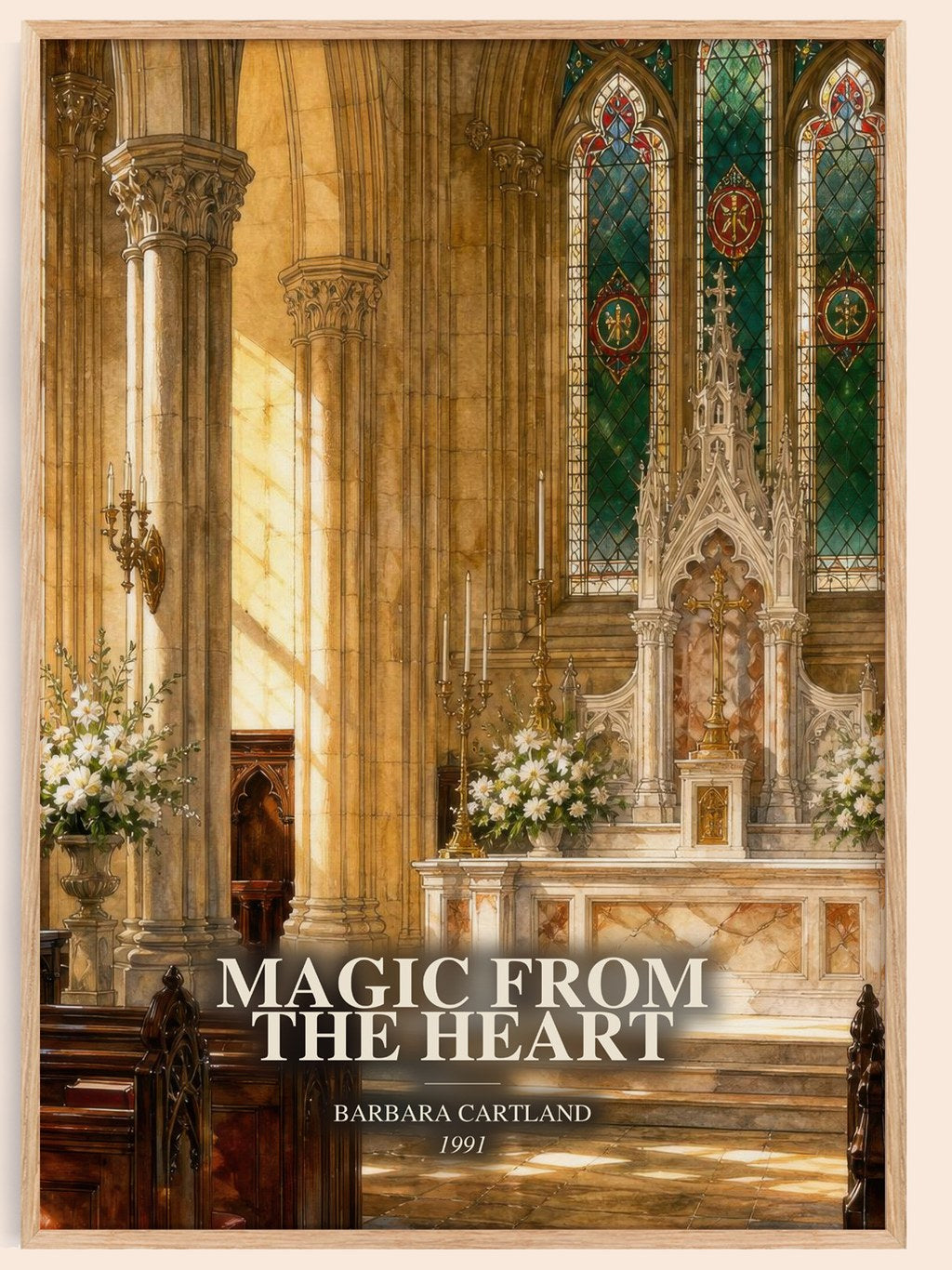 Magic From The Heart watercolour book poster by Barbara Cartland – framed literary art print