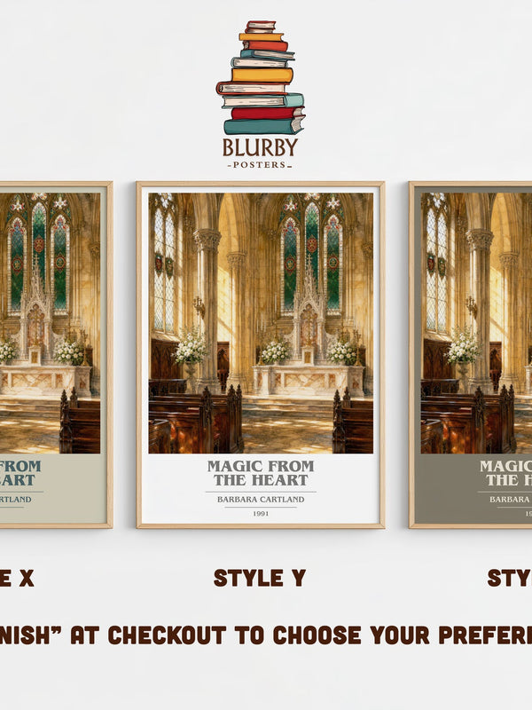 Magic From The Heart book cover print in frame leaning in hallway – romance wall art