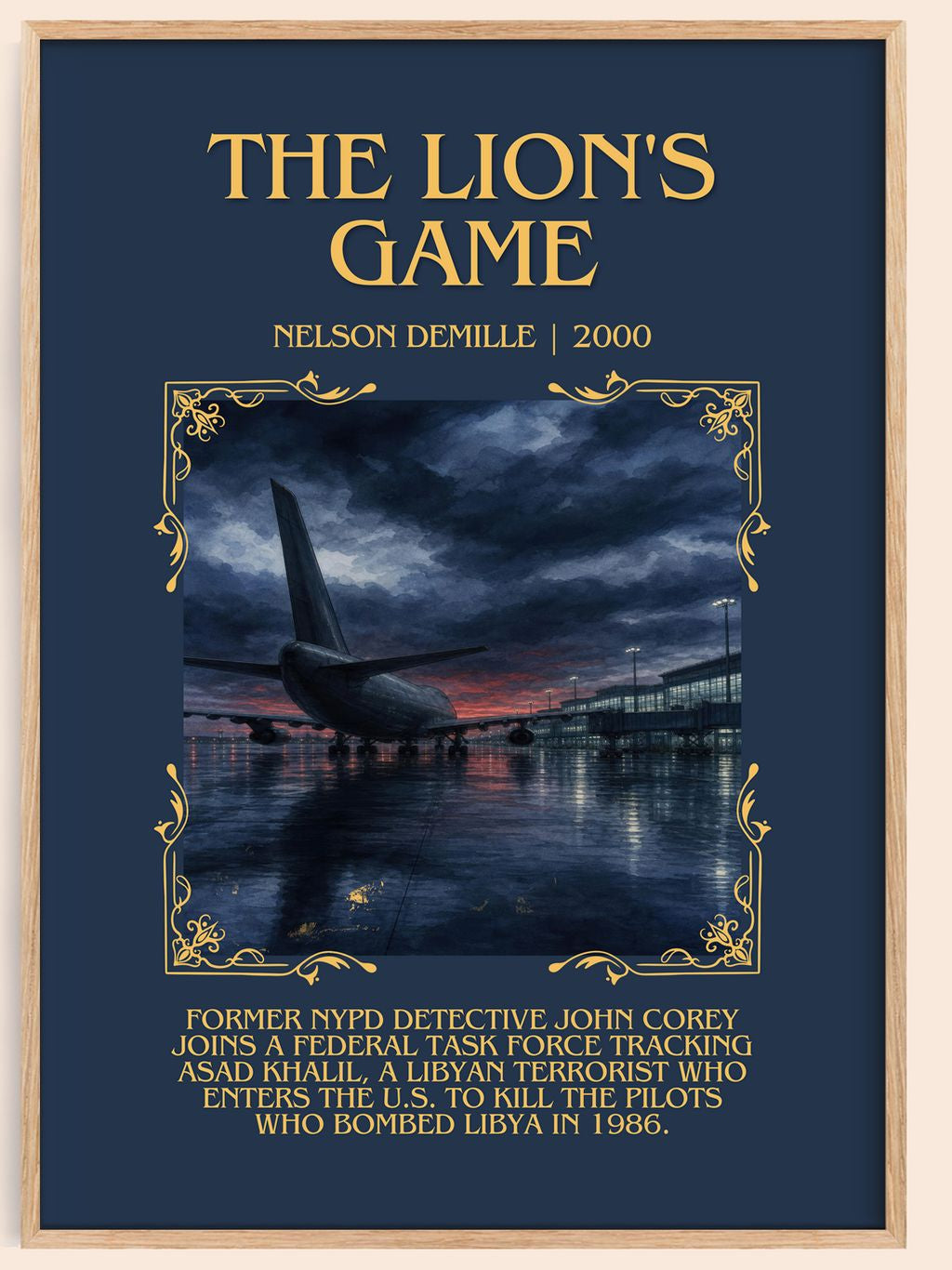 The Lion's Game Minimalist Book Poster by Nelson DeMille – book poster