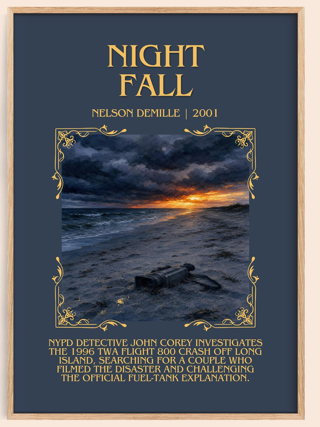 Night Fall Minimalist Book Poster by Nelson DeMille – book poster