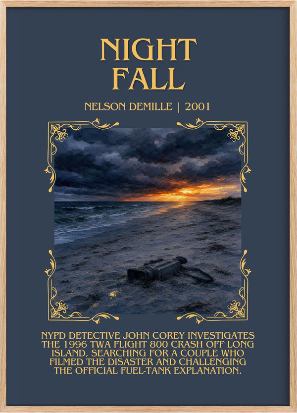 Night Fall Minimalist Book Poster by Nelson DeMille