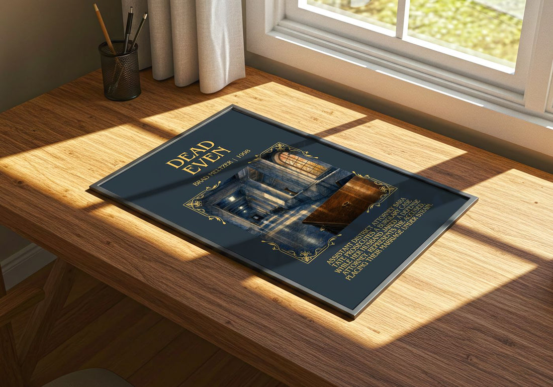 Dead Even Minimalist Book Poster by Brad Meltzer – print on a sunlit desk