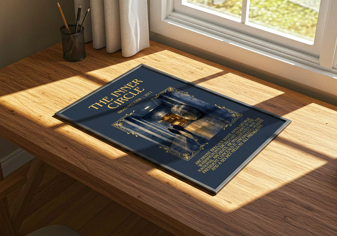 The Inner Circle Minimalist Book Poster by Brad Meltzer – print on a sunlit desk