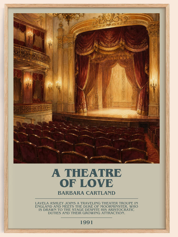 A Theatre Of Love bookish book poster by Barbara Cartland – framed literary art print
