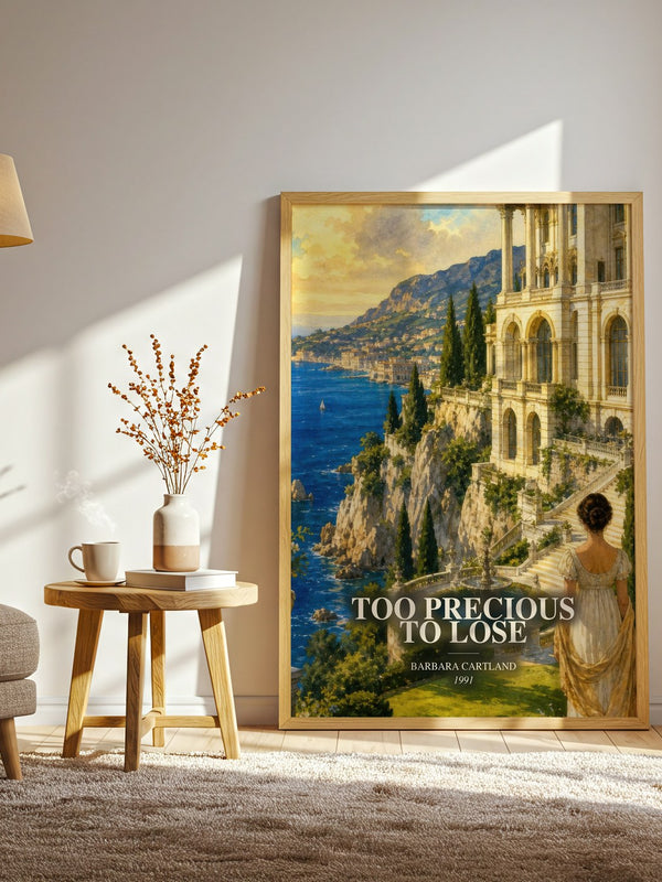 Too Precious To Lose watercolour print in frame leaning in hallway – romance wall art