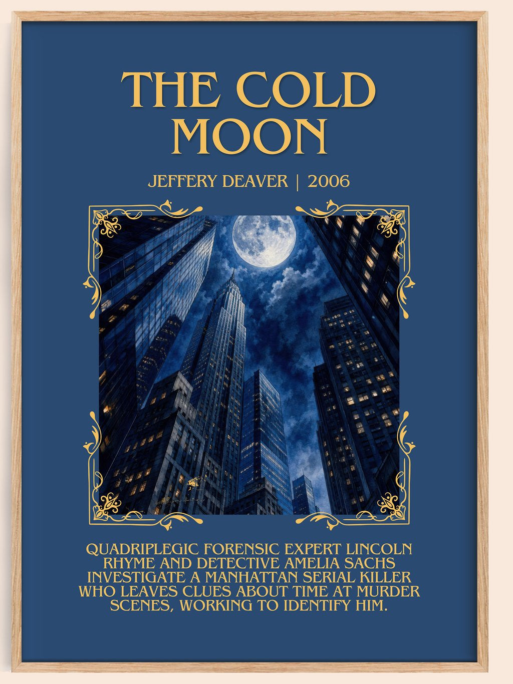The Cold Moon Minimalist Book Poster by Jeffery Deaver – book poster