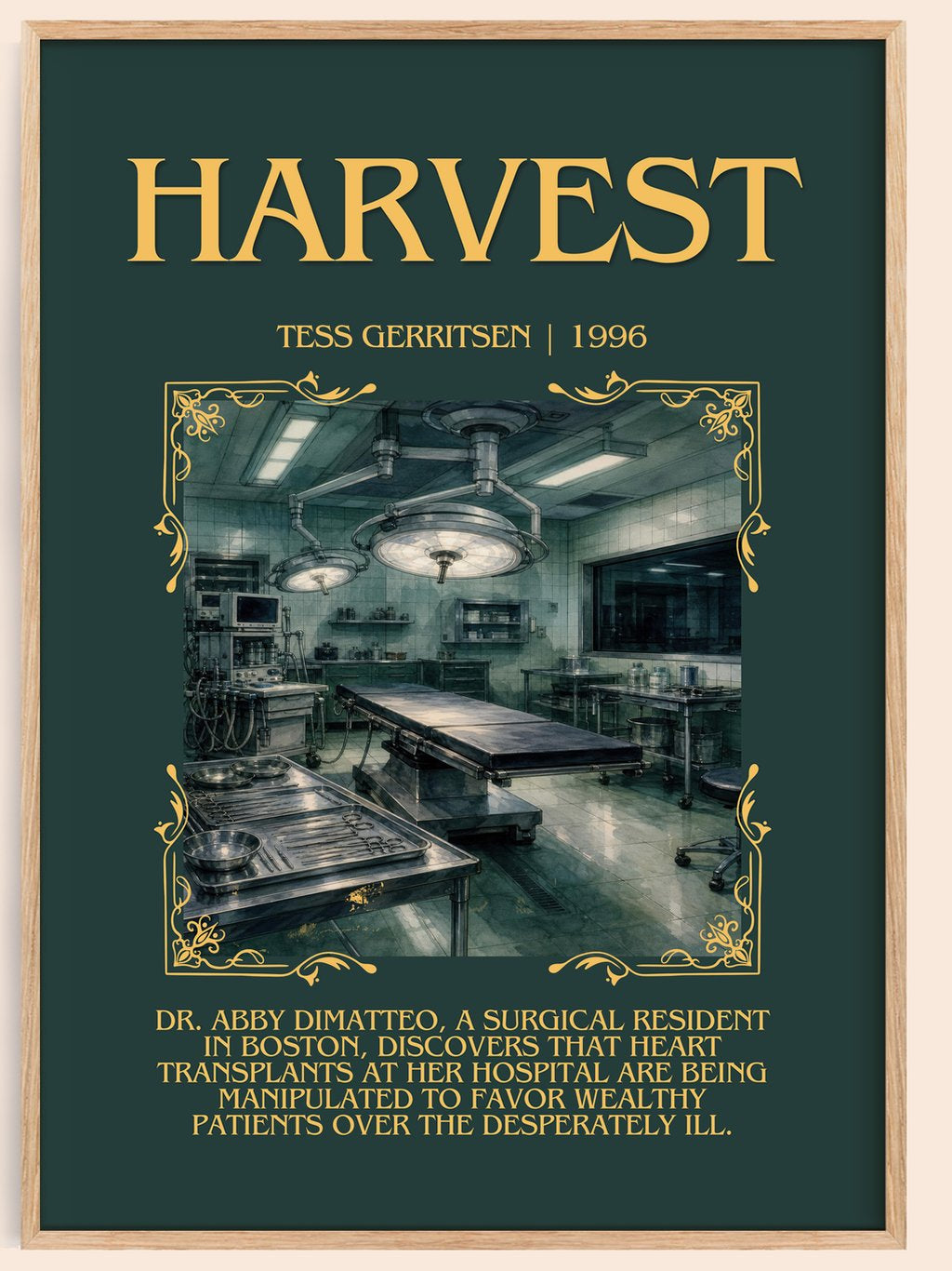 Harvest Minimalist Book Poster by Tess Gerritsen – book poster