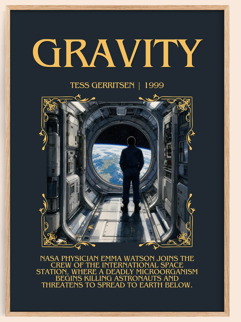 Gravity Minimalist Book Poster by Tess Gerritsen – book poster