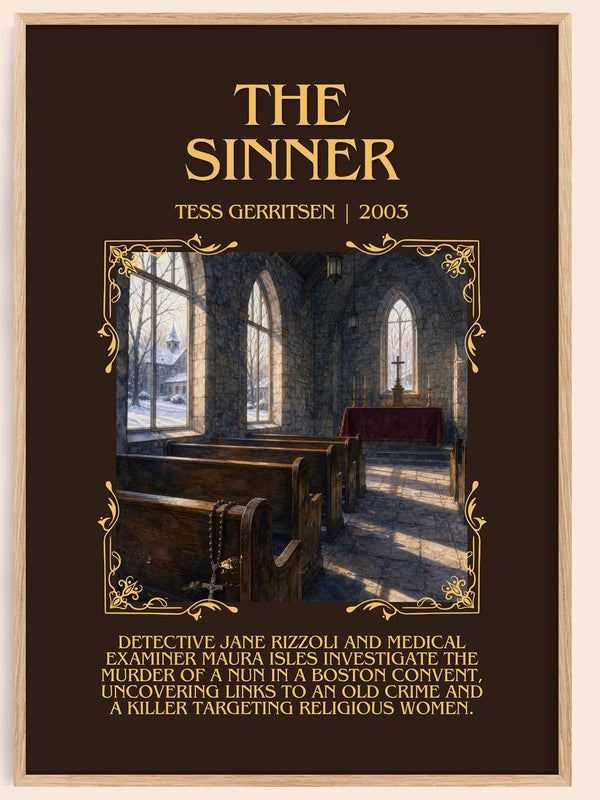 The Sinner Minimalist Book Poster by Tess Gerritsen – book poster