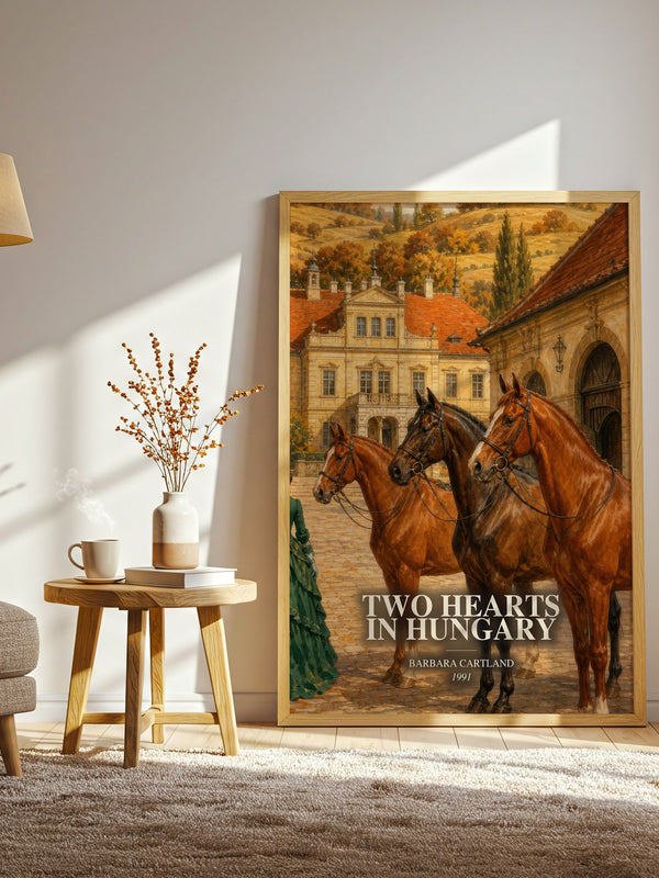 Two Hearts In Hungary watercolour print in frame leaning in hallway – romance wall art