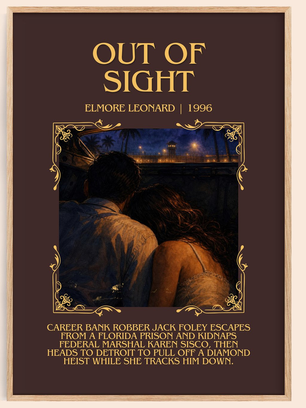 Out of Sight Minimalist Book Poster by Elmore Leonard – book poster