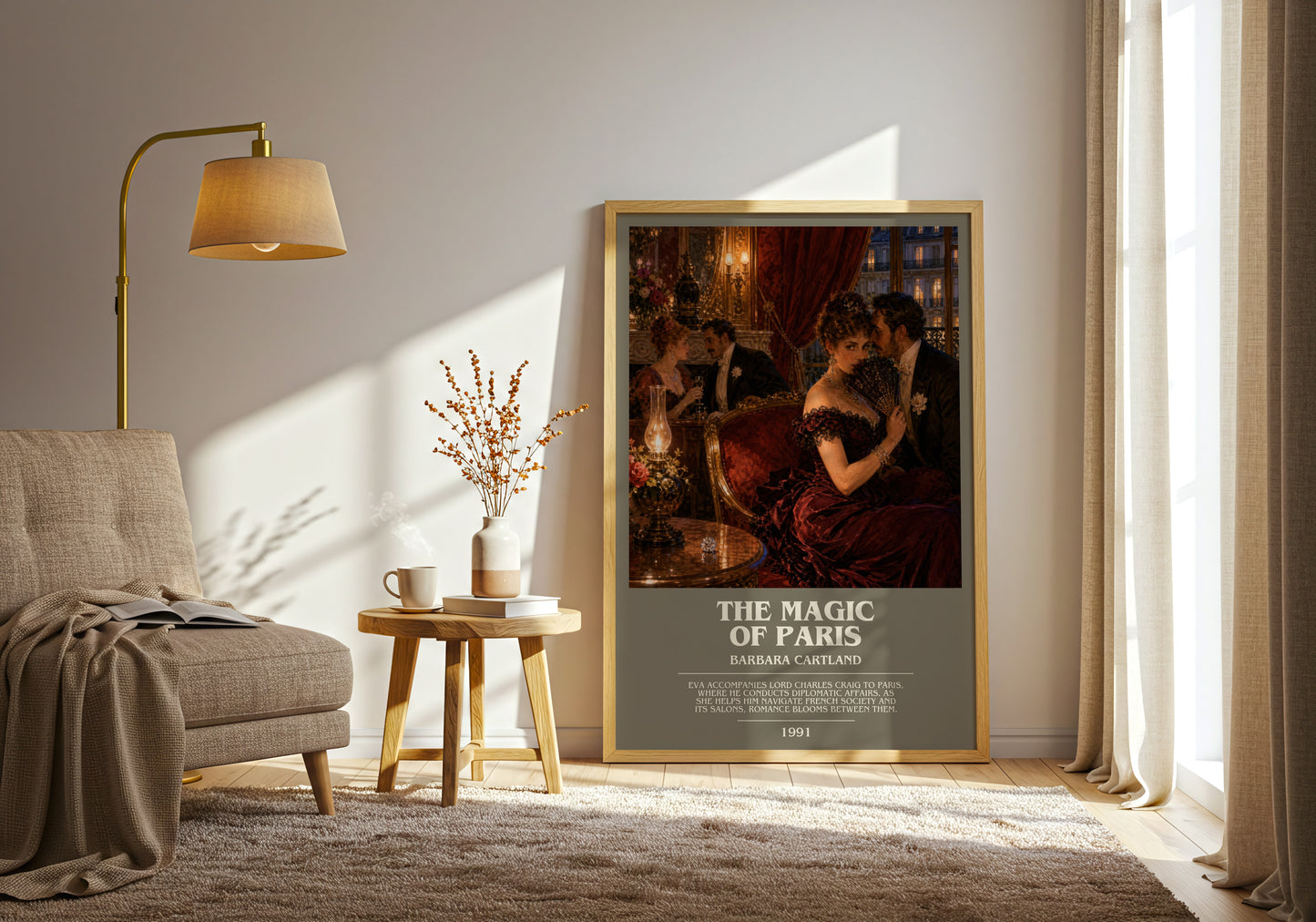 The Magic Of Paris bookish print on bookshelf – Barbara Cartland fan gift