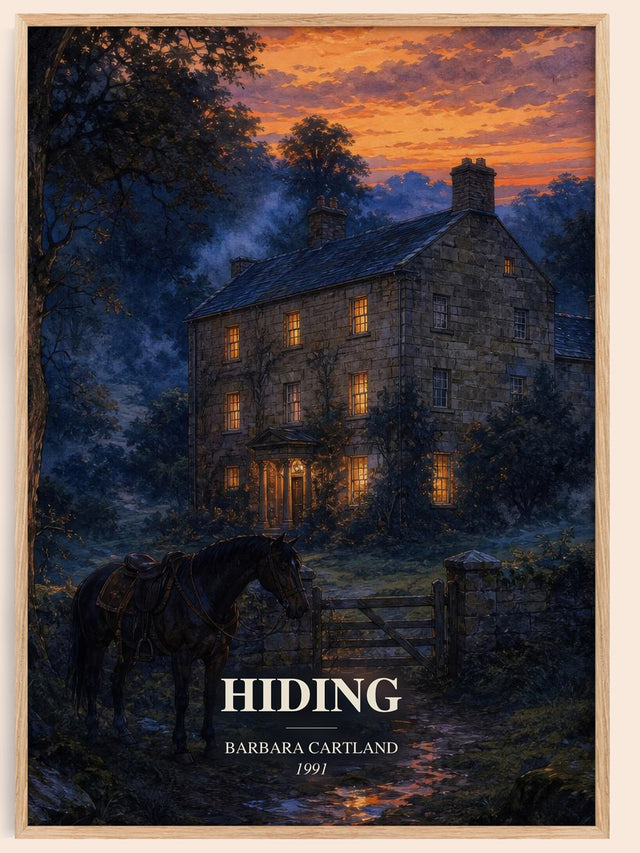 Hiding Book Watercolour Illustration by Barbara Cartland
