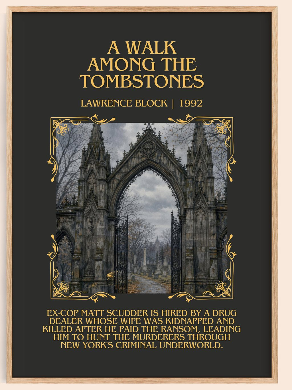 A Walk Among the Tombstones Minimalist Book Poster by Lawrence Block – book poster