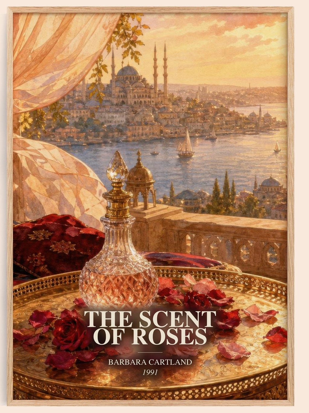 The Scent Of Roses watercolour book poster by Barbara Cartland – framed literary art print