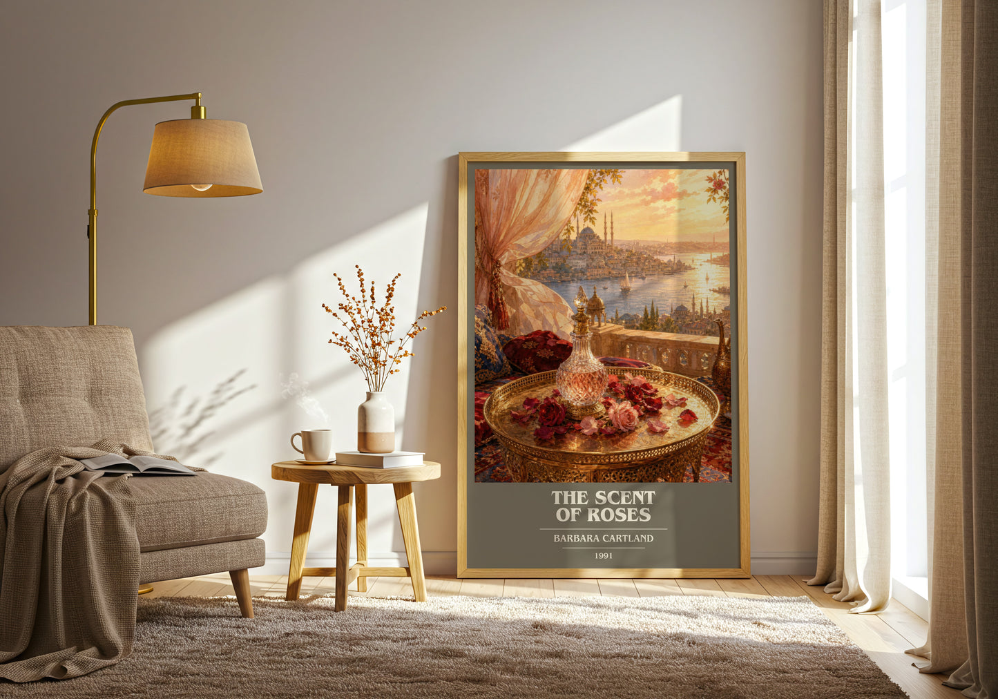 The Scent Of Roses book cover print on bookshelf – Barbara Cartland fan gift