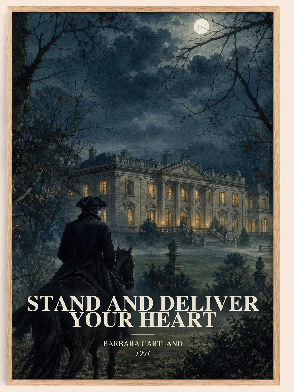 Stand And Deliver Your Heart watercolour book poster by Barbara Cartland – framed literary art print