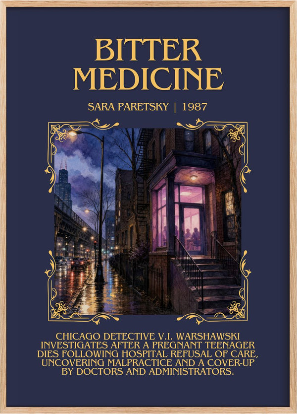 Bitter Medicine Minimalist Book Poster by Sara Paretsky