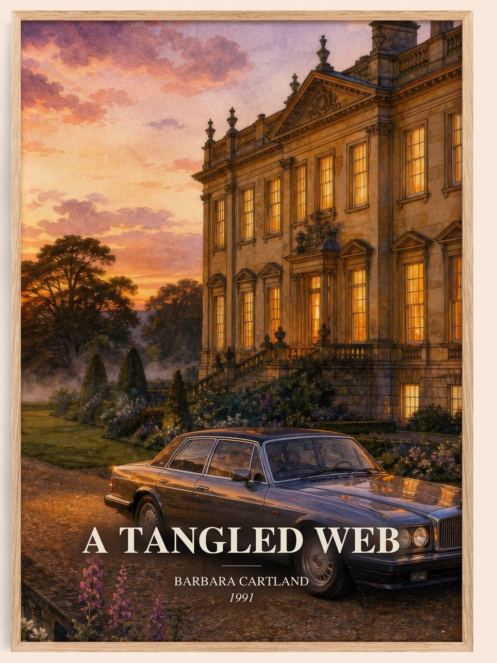 A Tangled Web watercolour book poster by Barbara Cartland – framed literary art print