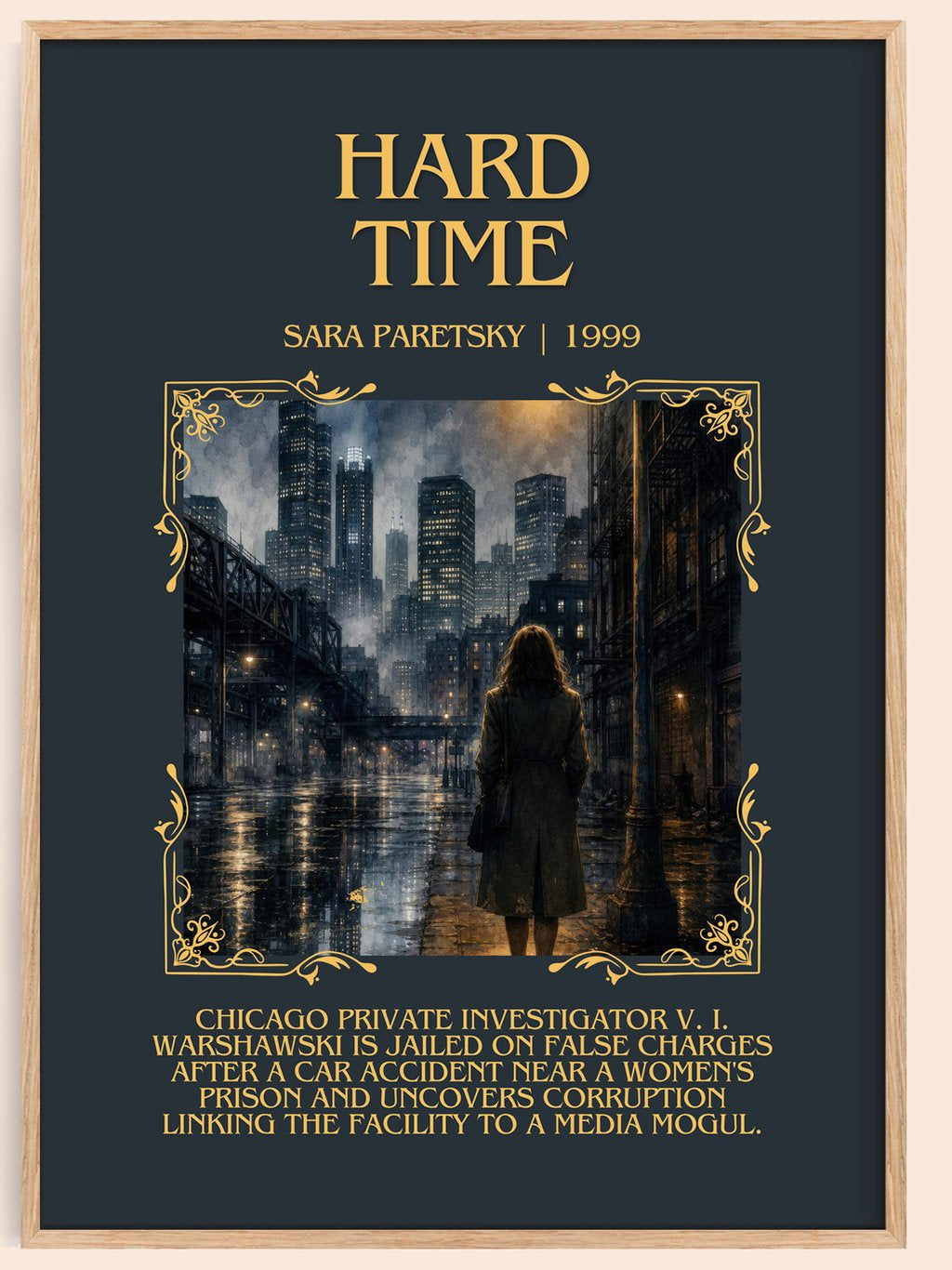 Hard Time Minimalist Book Poster by Sara Paretsky – book poster