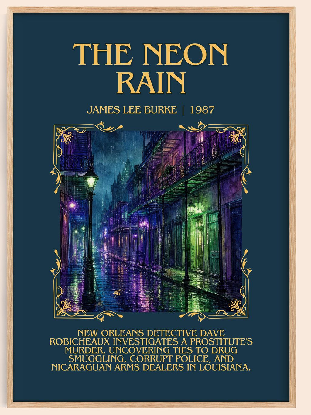 The Neon Rain Minimalist Book Poster by James Lee Burke – book poster