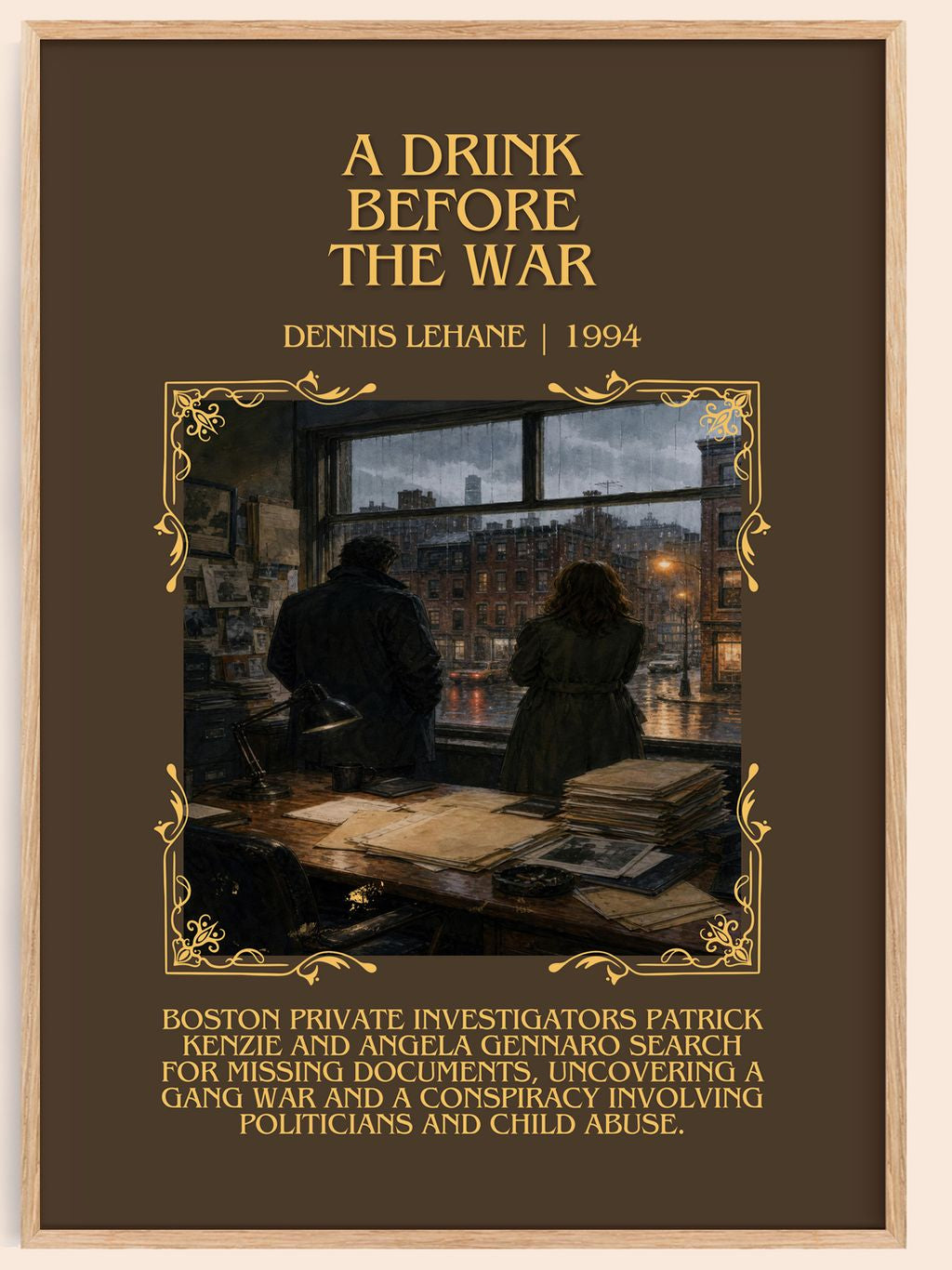 A Drink Before the War Minimalist Book Poster by Dennis Lehane – book poster