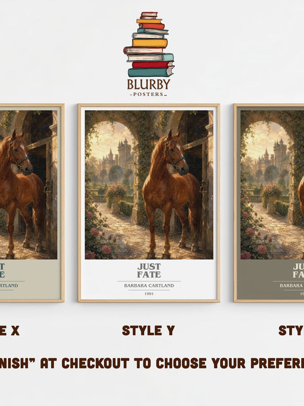 Just Fate book cover print in frame leaning in hallway – romance wall art