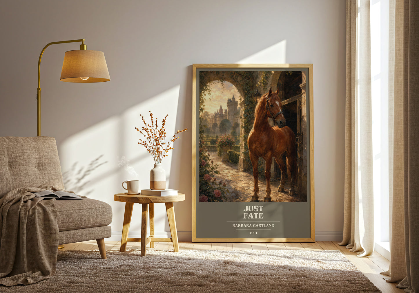 Just Fate book cover print on bookshelf – Barbara Cartland fan gift