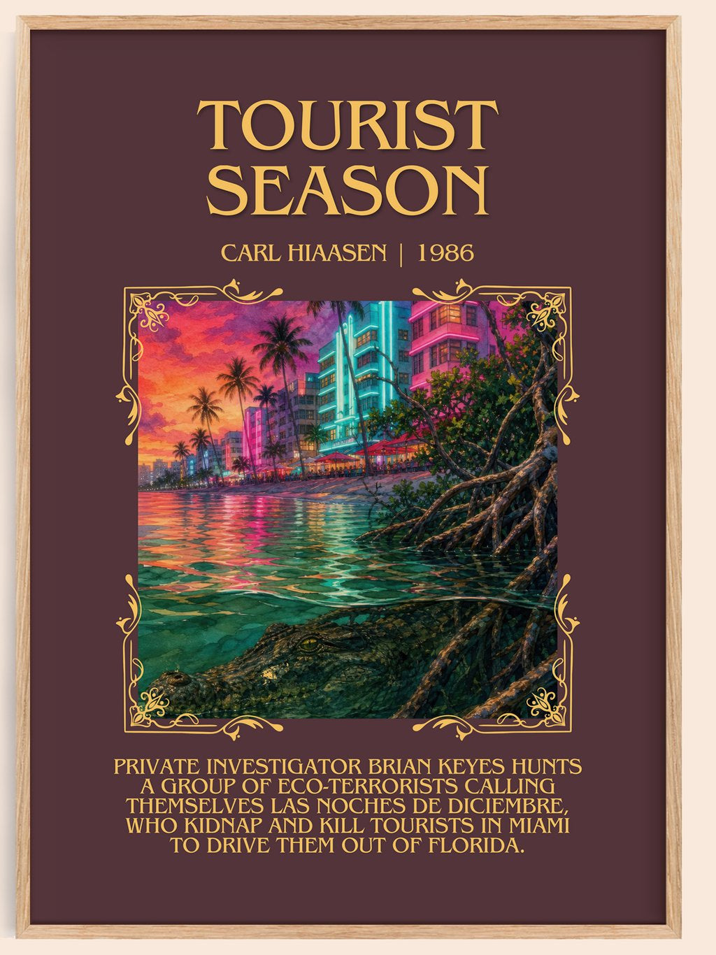 Tourist Season Minimalist Book Poster by Carl Hiaasen – book poster
