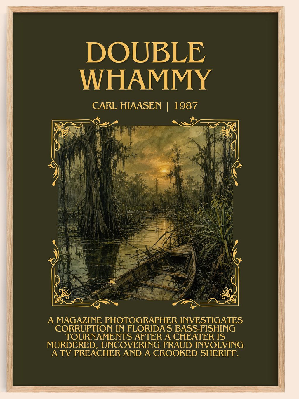 Double Whammy Minimalist Book Poster by Carl Hiaasen – book poster