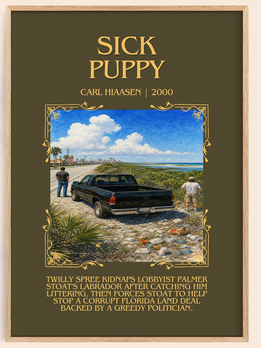 Sick Puppy Minimalist Book Poster by Carl Hiaasen – book poster
