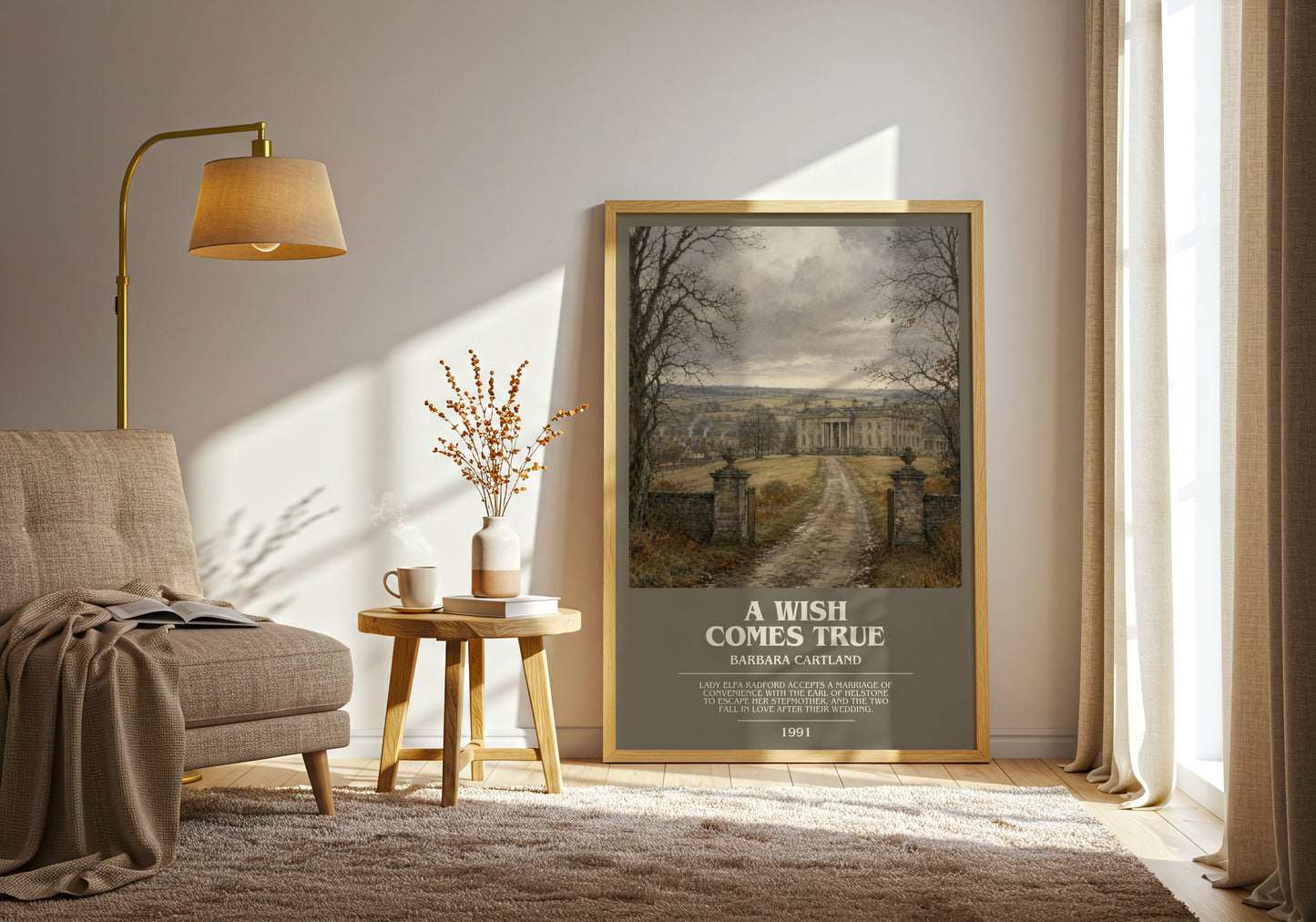 A Wish Comes True bookish print on bookshelf – Barbara Cartland fan gift