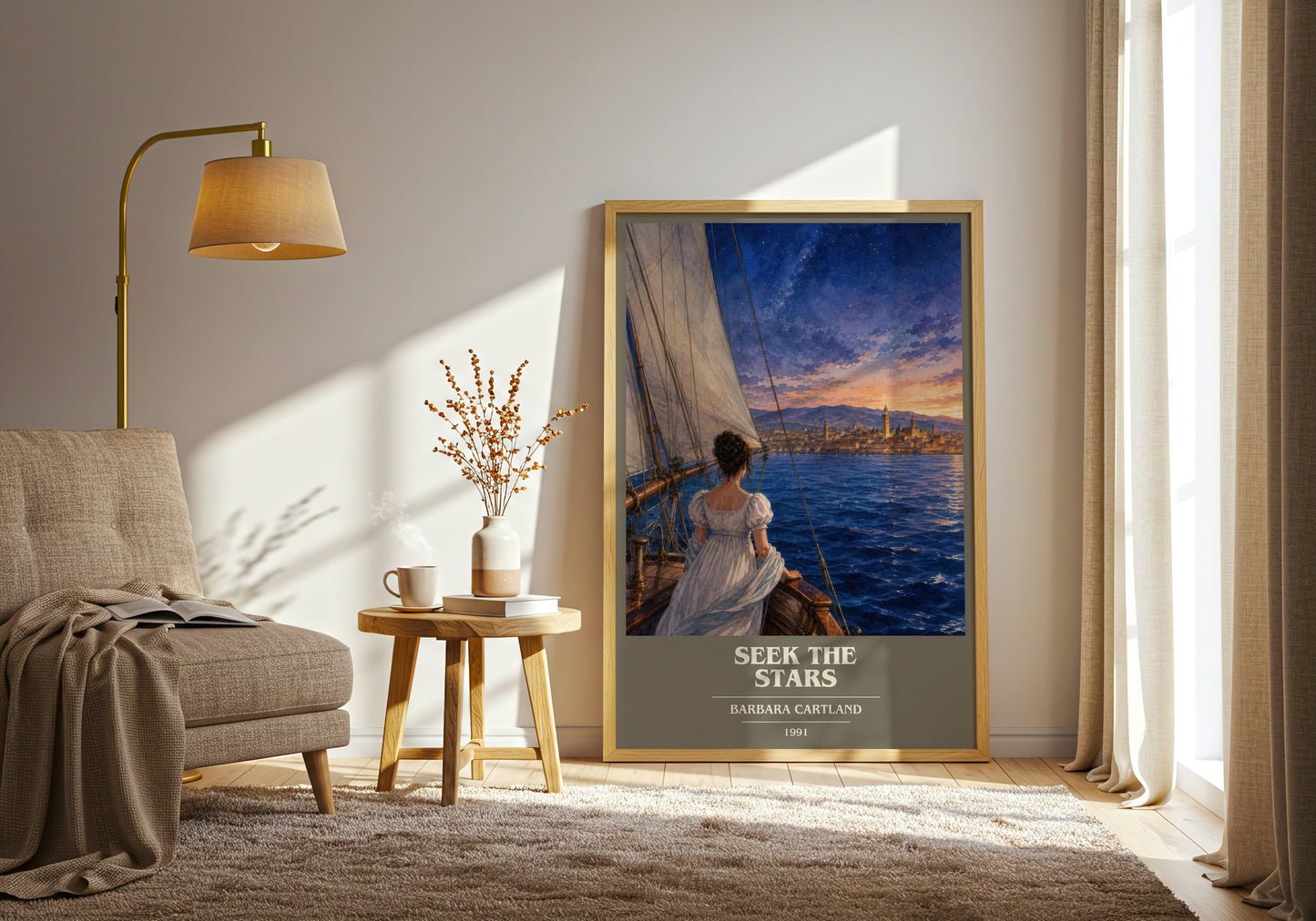 Seek The Stars book cover print on bookshelf – Barbara Cartland fan gift