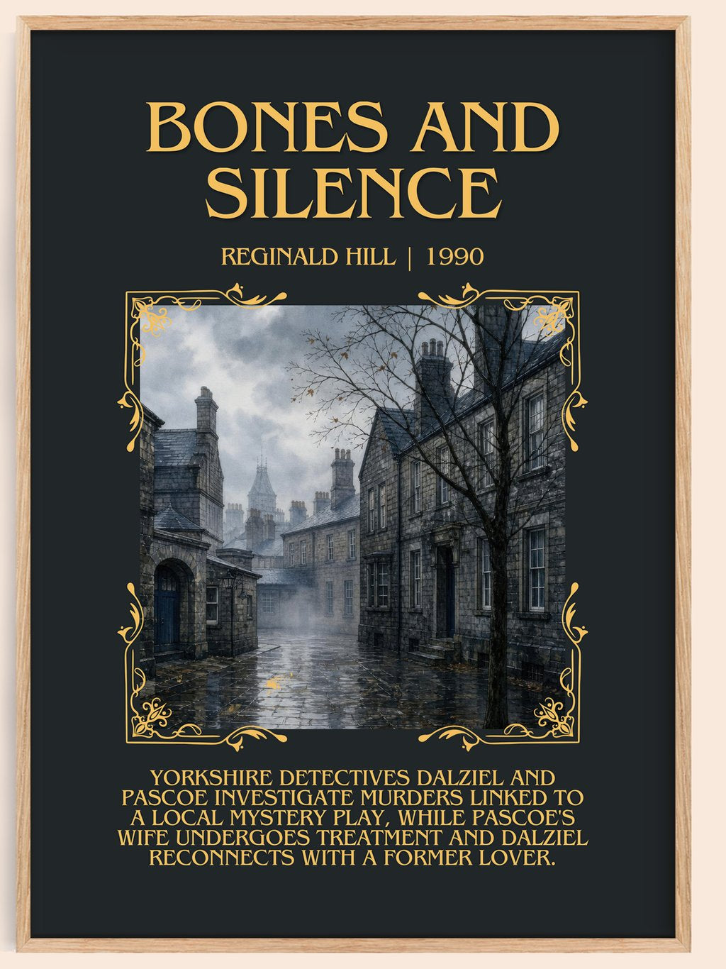 Bones and Silence Minimalist Book Poster by Reginald Hill – book poster