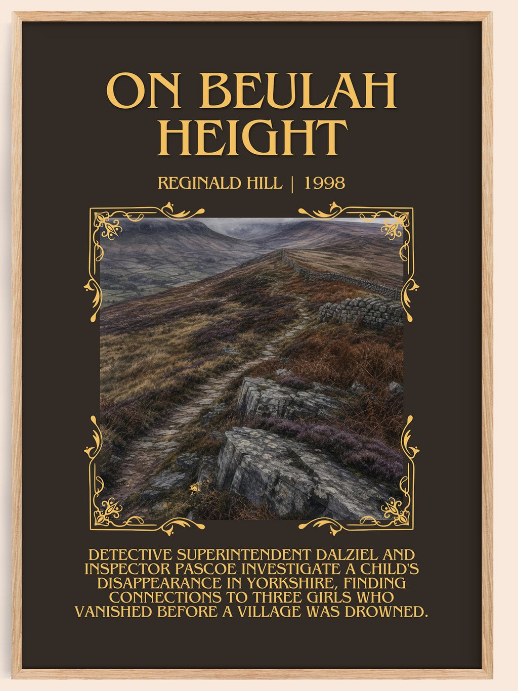 On Beulah Height Minimalist Book Poster by Reginald Hill – book poster