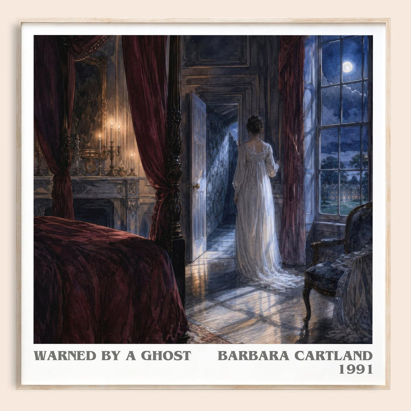 Warned By A Ghost literary book poster by Barbara Cartland – framed literary art print