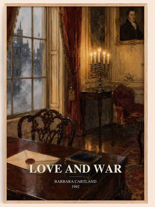 Love And War Book Watercolour Illustration by Barbara Cartland