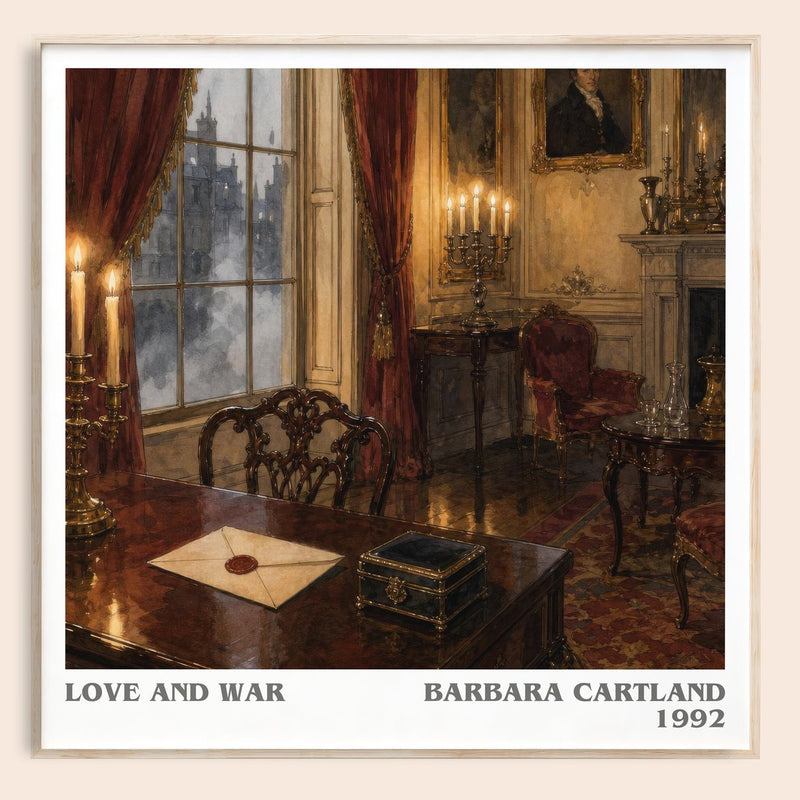 Love And War literary book poster by Barbara Cartland – framed literary art print